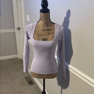 rag & bone size small lavender Asher square neck long sleeve